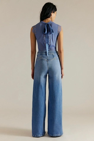 free people We The Free Kellee High-Rise Palazzo Jeans Plaza Blue