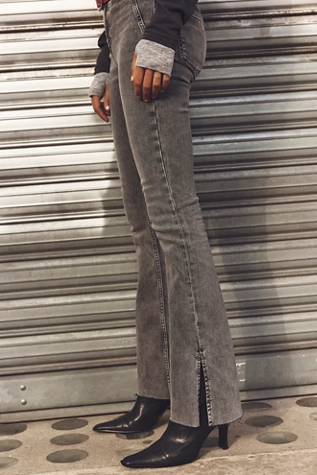 Free People We The Free Level Up Slit Slim Flare Jeans Ridge Grey