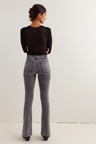 Free People We The Free Level Up Slit Slim Flare Jeans Ridge Grey