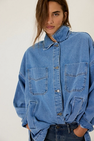 Free People We The Free Madison City Denim Jacket Medium Blue Denim