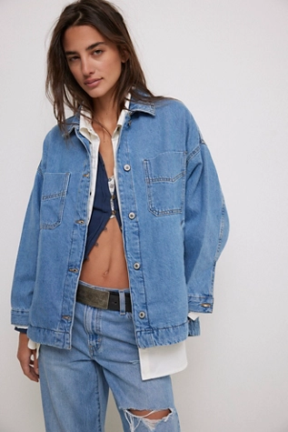 Free People We The Free Madison City Denim Jacket Medium Blue Denim