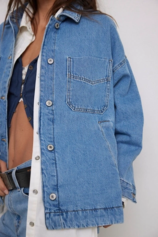 free people We The Free Madison City Denim Jacket Medium Blue Denim