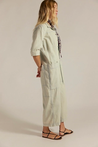 Free People We The Free Margarita Jumpsuit Light Blue Beam