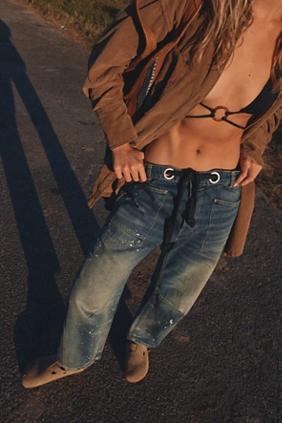 free people We The Free Moxie Pull-On Barrel Jeans Timeless Blue