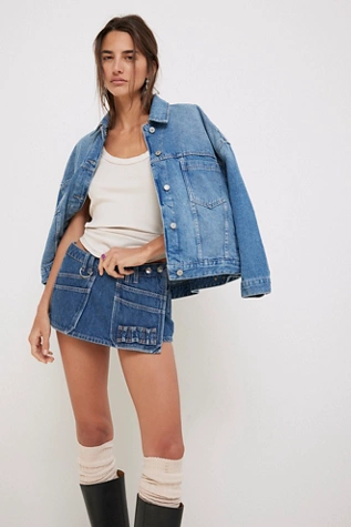Free People We The Free Opal Swing Denim Jacket Cowboy Romance