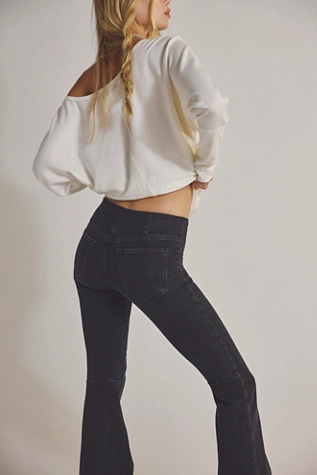 Free People We The Free Penny Pull-On Flare Jeans Black