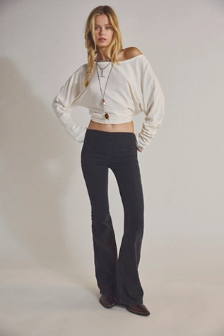 free people We The Free Penny Pull-On Flare Jeans Black