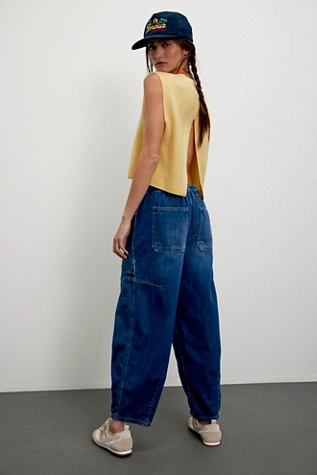 Free People We The Free Silverton Pull-On Barrel Jeans Earth Angel