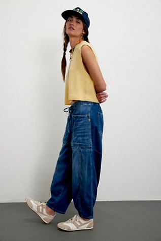 Free People We The Free Silverton Pull-On Barrel Jeans Earth Angel