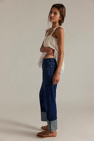 Free People We The Free Slim Shade Selvedge Jeans Deep Indigo