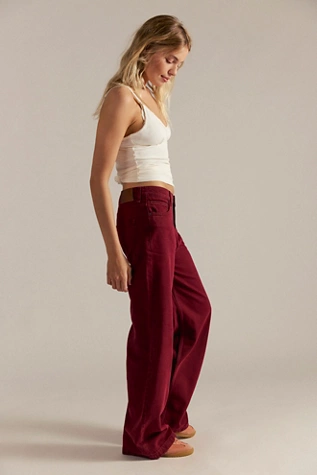 Free People We The Free Stride Straight 'n Wide Jeans Syrah