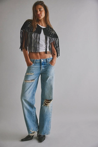 Free People We The Free Tennessee Low-Rise Boyfriend Studded Jeans Destroy Delphi