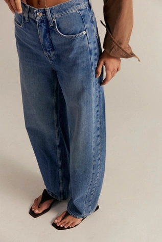 Free People We The Free Truro Baggy Puddle Jeans Water Stoned Blue