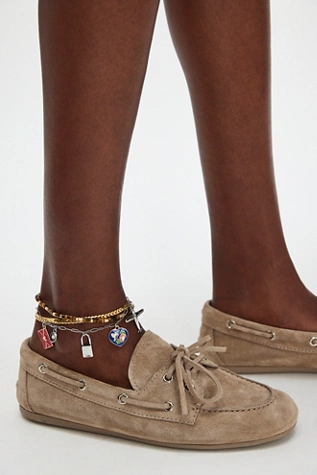 Free People Yachting Day Boat Shoes Taupe Distressed Suede