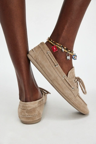 Free People Yachting Day Boat Shoes Taupe Distressed Suede