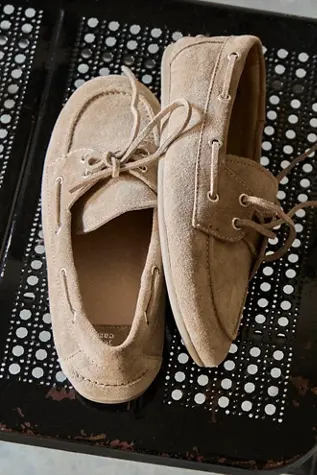 free people Yachting Day Boat Shoes Taupe Distressed Suede
