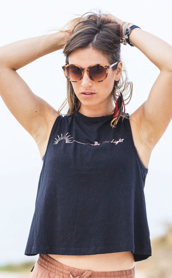 Free Spirit Be The Light Flow Tank Organic Cotton Bamboo Yoga Top