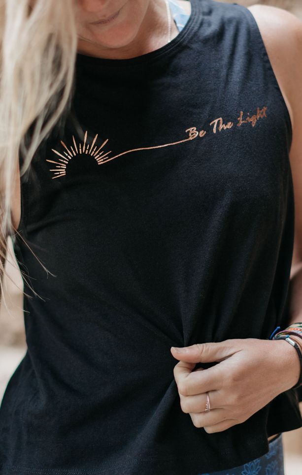 Free Spirit Be The Light Flow Tank Organic Cotton Bamboo Yoga Top