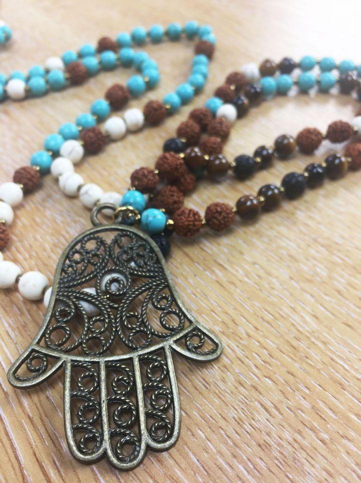 Free Spirit The HAMSA Mala With Bronze Pendant
