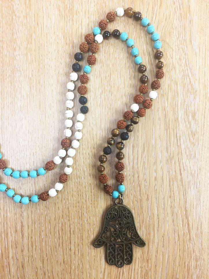 Free Spirit The HAMSA Mala With Bronze Pendant