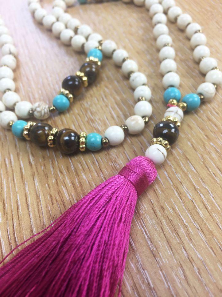 Free Spirit The PATIENCE Mala With Magenta Tassle