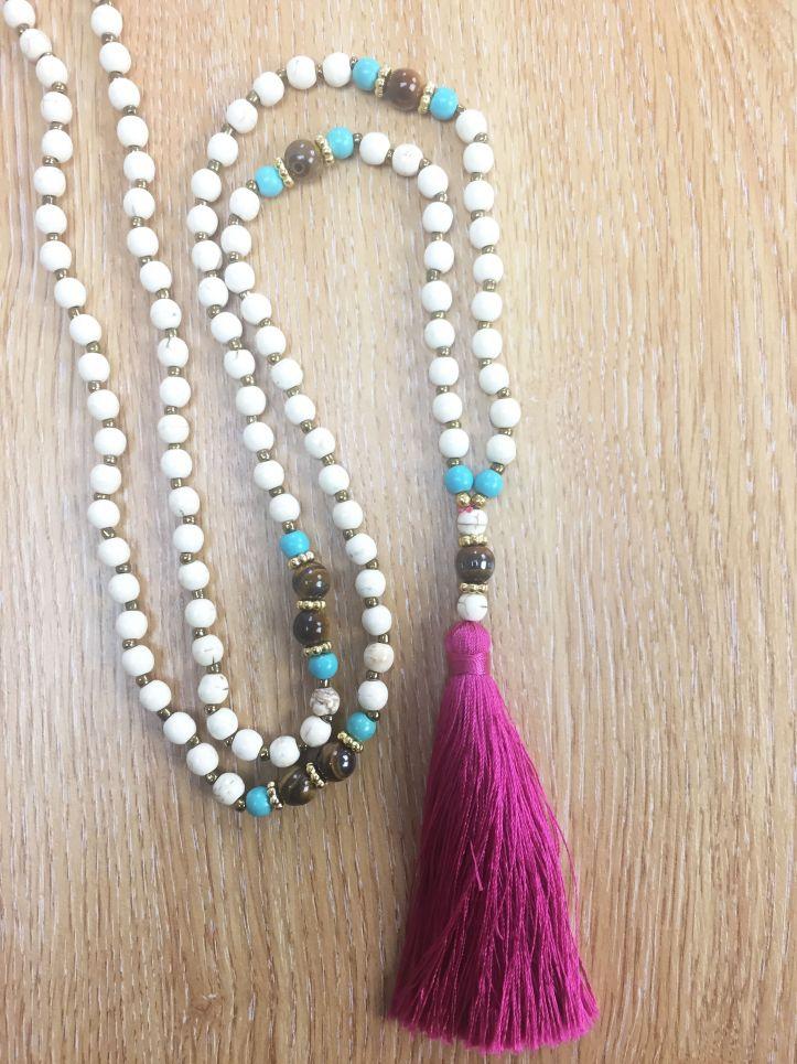Free Spirit The PATIENCE Mala With Magenta Tassle