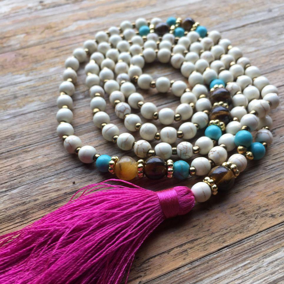 free spirit The PATIENCE Mala with Magenta Tassle