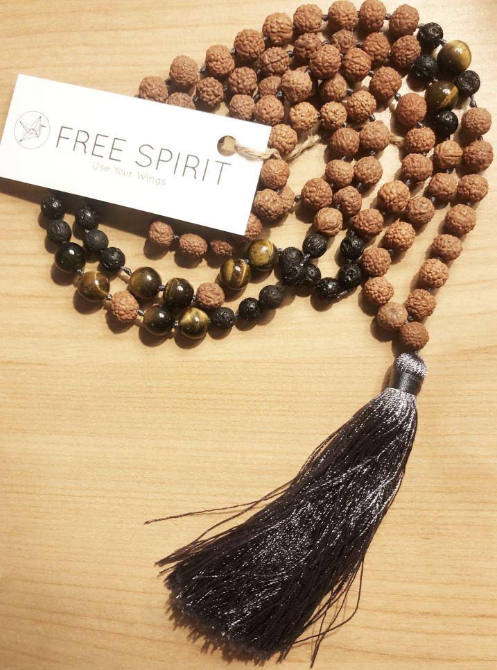 Free Spirit The SHIVA Mala With Pale Grey Tassle