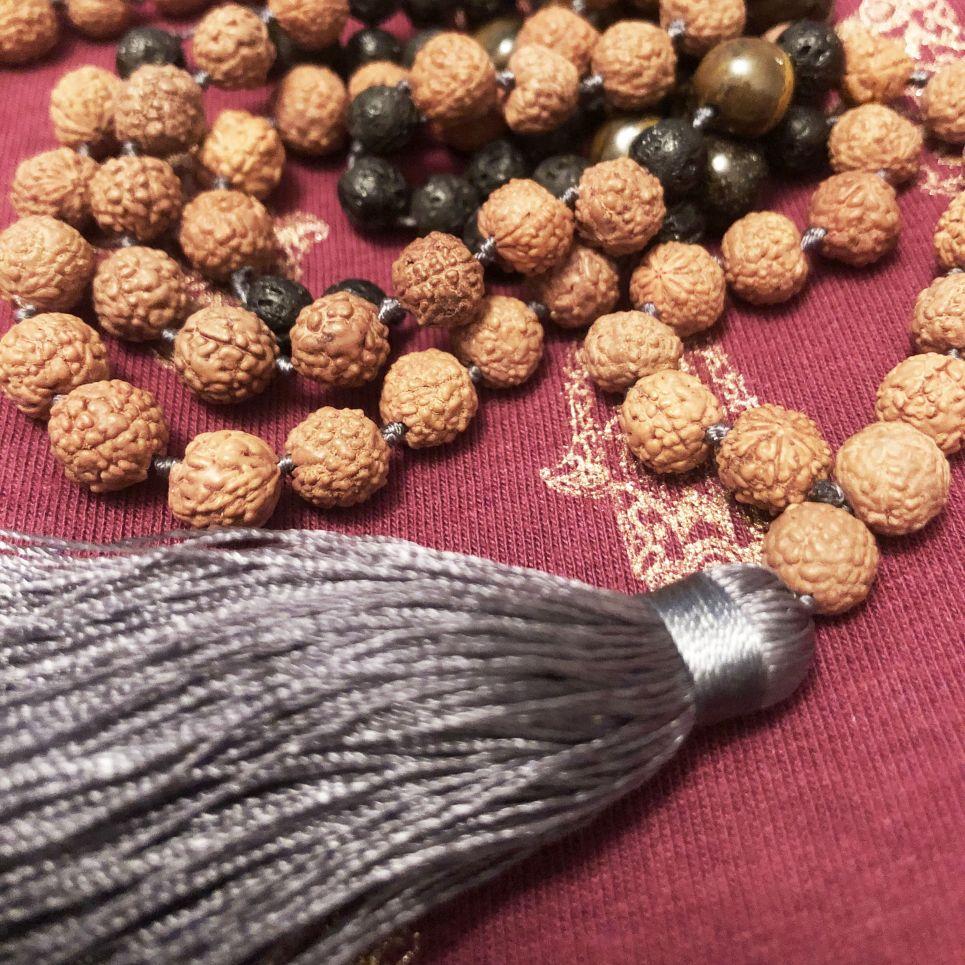 free spirit The SHIVA Mala with Pale Grey Tassle