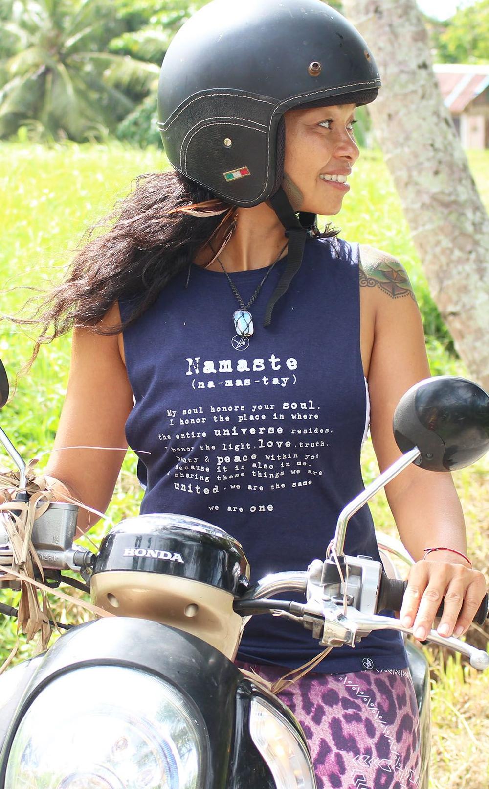Free Spirit Namaste Tank NAVY Organic Cotton Bamboo Yoga Top