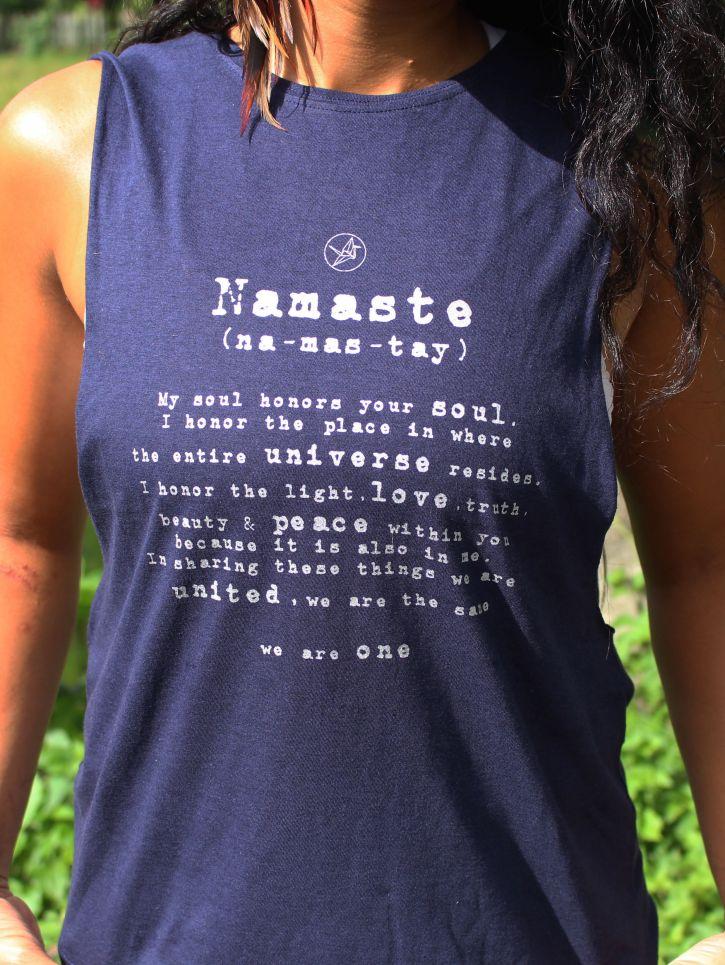 Free Spirit Namaste Tank NAVY Organic Cotton Bamboo Yoga Top