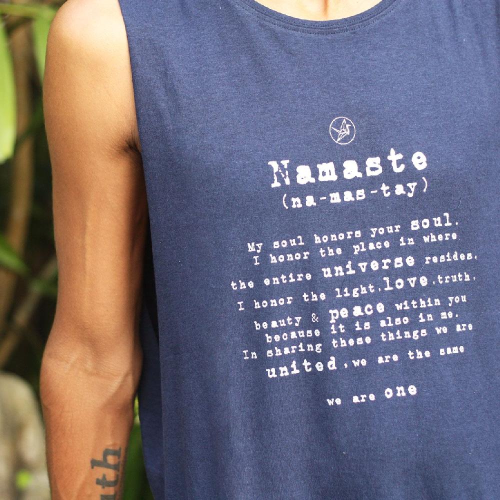 Free Spirit Namaste Tank NAVY Organic Cotton Bamboo Yoga Top