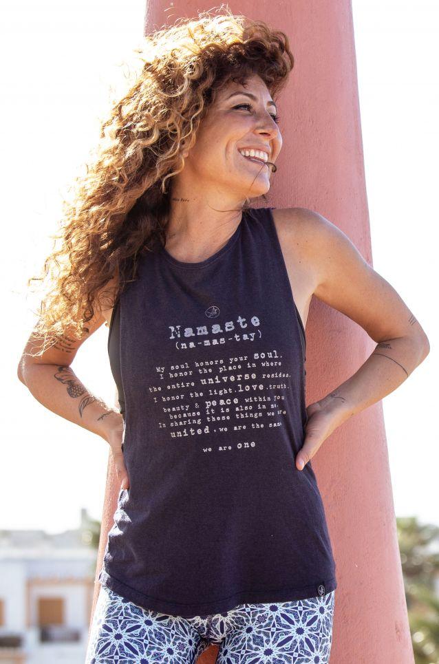 free spirit Namaste Tank NAVY Organic Cotton Bamboo Yoga Top