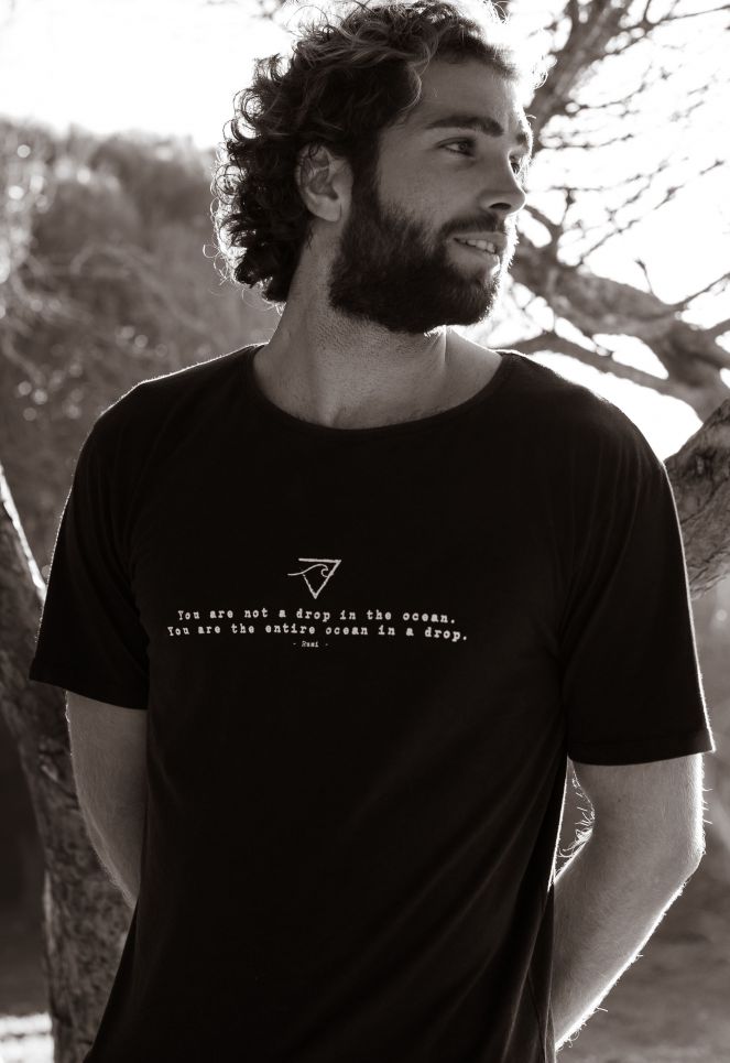 Free Spirit *NEW* Drop In The Ocean Organic Cotton Bamboo Men's / Unisex Yoga Tee