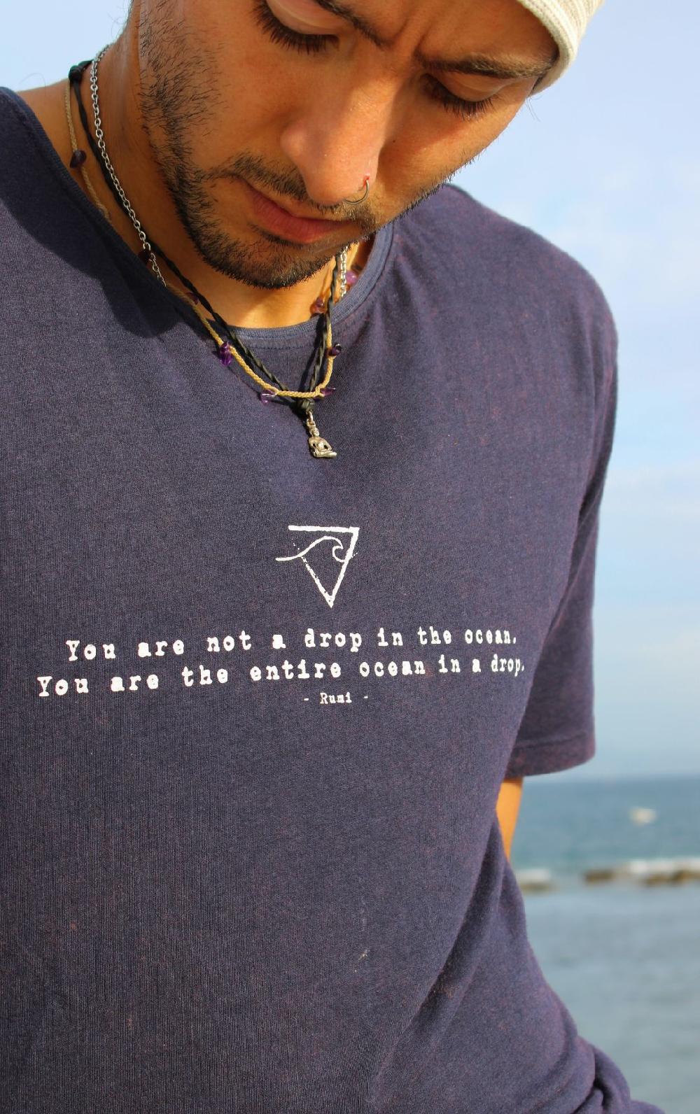 free spirit *NEW* Drop in the Ocean Organic Cotton Bamboo Men's / Unisex Yoga Tee