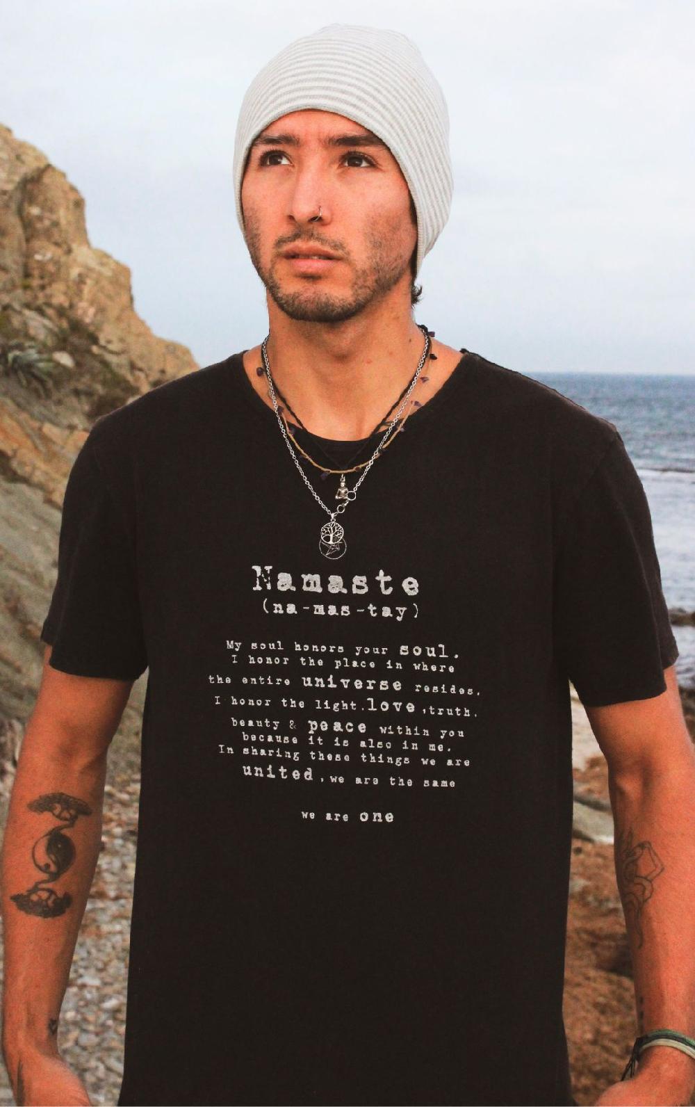 Free Spirit *NEW* Namaste Organic Cotton Bamboo Men's / Unisex Yoga Tee