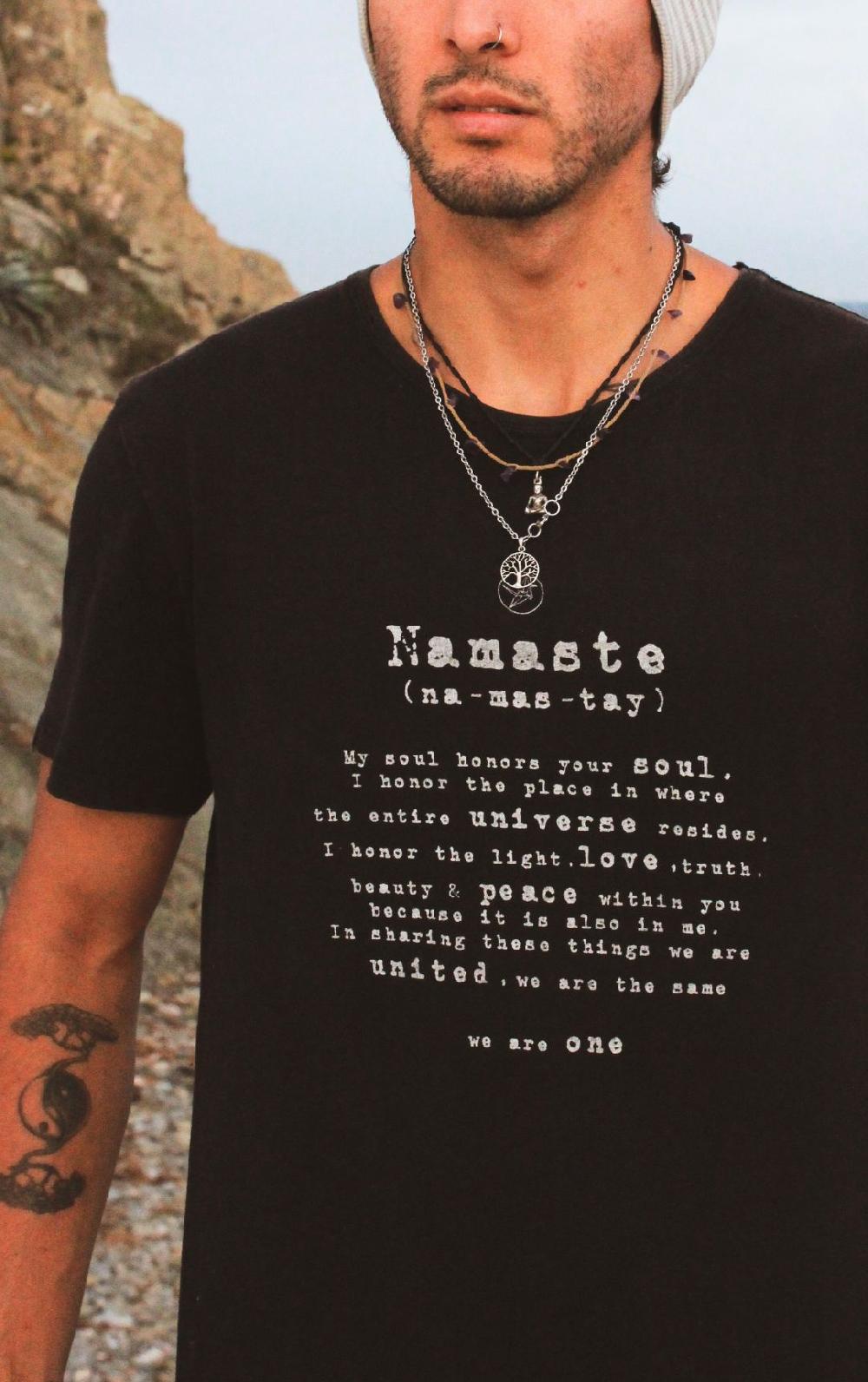 free spirit *NEW* Namaste Organic Cotton Bamboo Men's / Unisex Yoga Tee