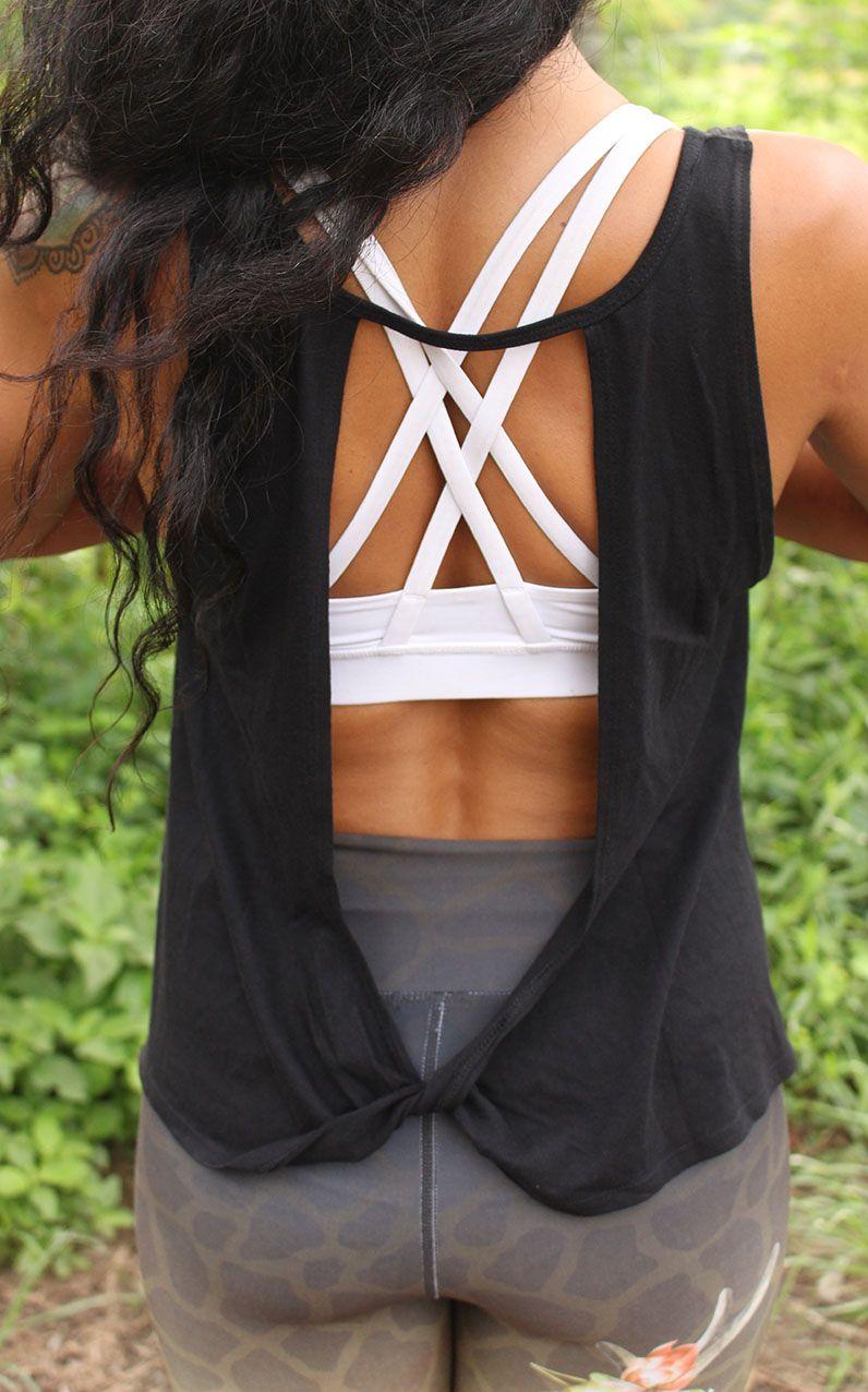 free spirit *NEW* Twist Back Top Organic Cotton & Bamboo Black