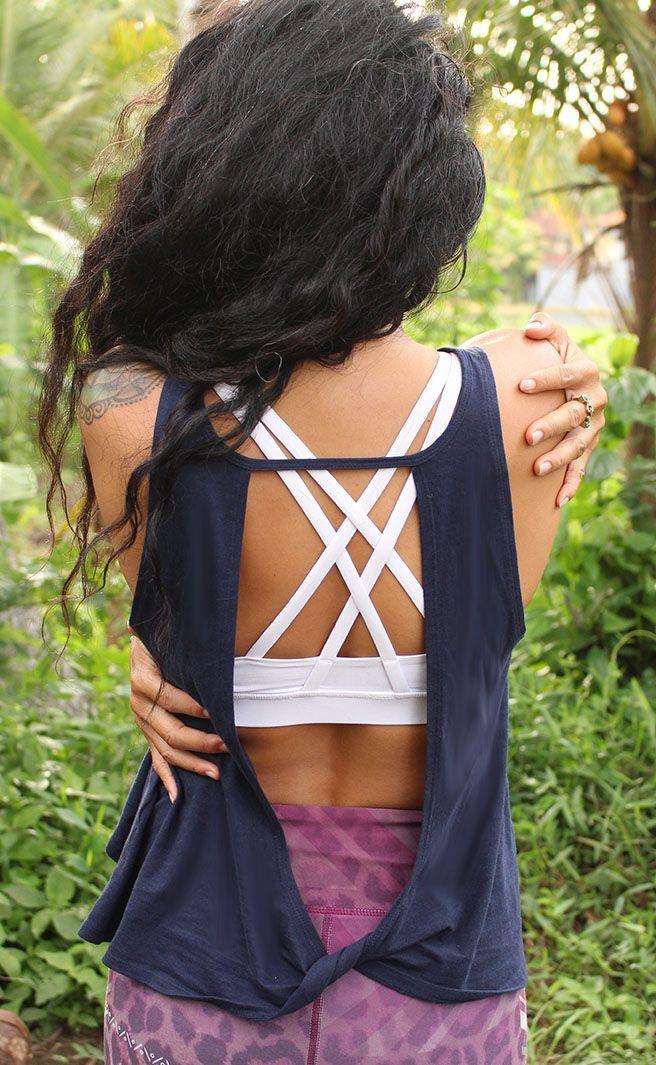 free spirit *NEW* Twist Back Top Organic Cotton & Bamboo Navy