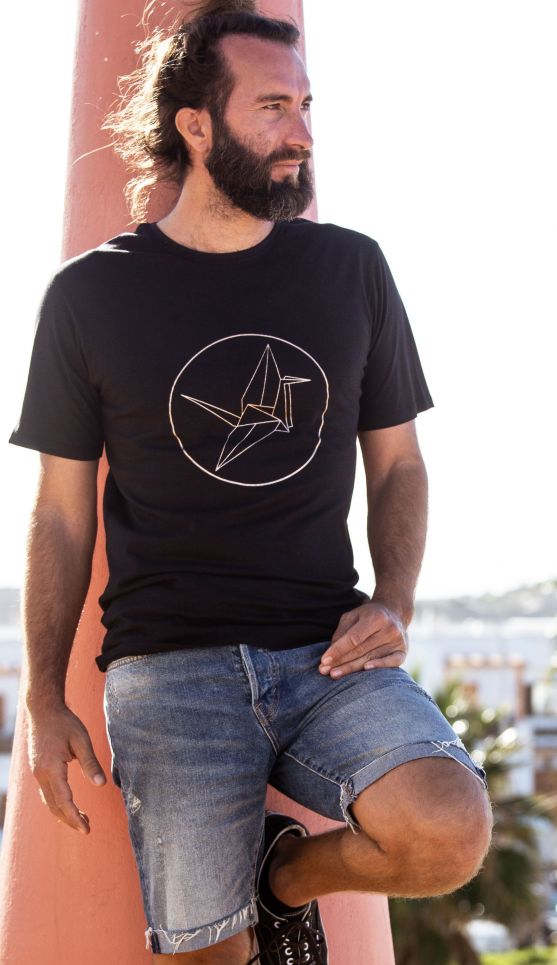 Free Spirit Paper Crane Tee Organic Cotton Bamboo Men's / Unisex Yoga Tee