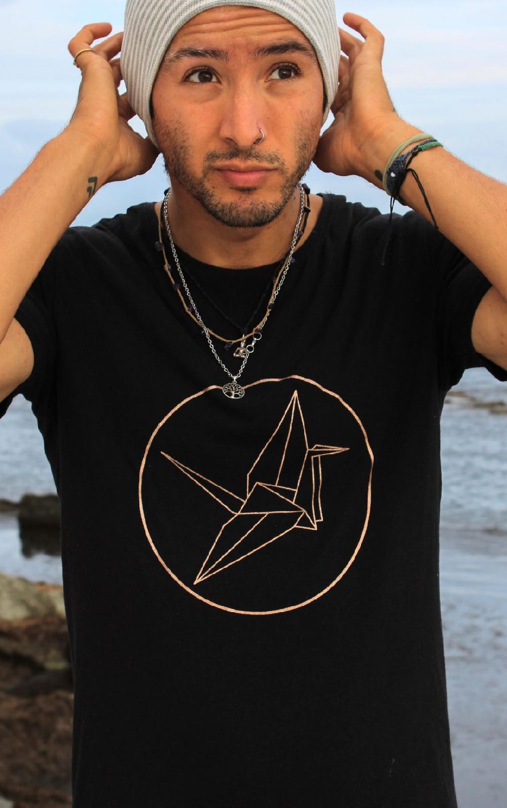 free spirit Paper Crane Tee Organic Cotton Bamboo Men's / Unisex Yoga Tee
