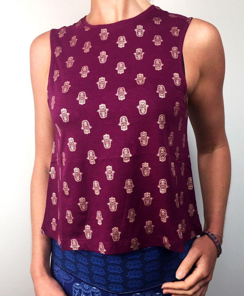 free spirit "Tiny Hamsa" Flow Tank Organic Cotton Bamboo Yoga Top