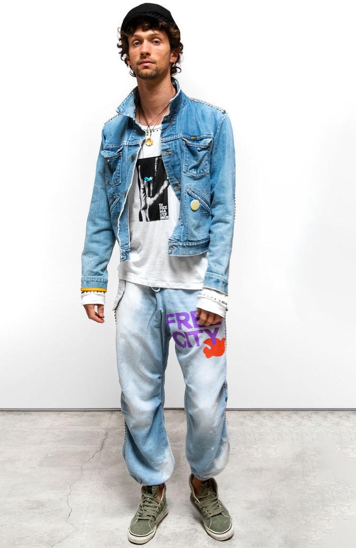 Freecity FREECITY CANYONKID HOME/STUD JAPANESE INDIGO FLAP/SNAP CLOUD Pant - Superfadeout/cloud