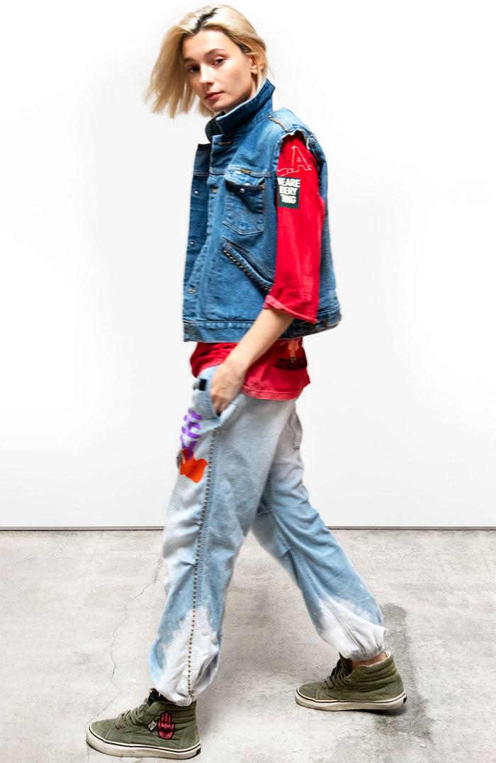 freecity FREECITY CANYONKID HOME/STUD JAPANESE INDIGO FLAP/SNAP CLOUD pant - superfadeout/cloud