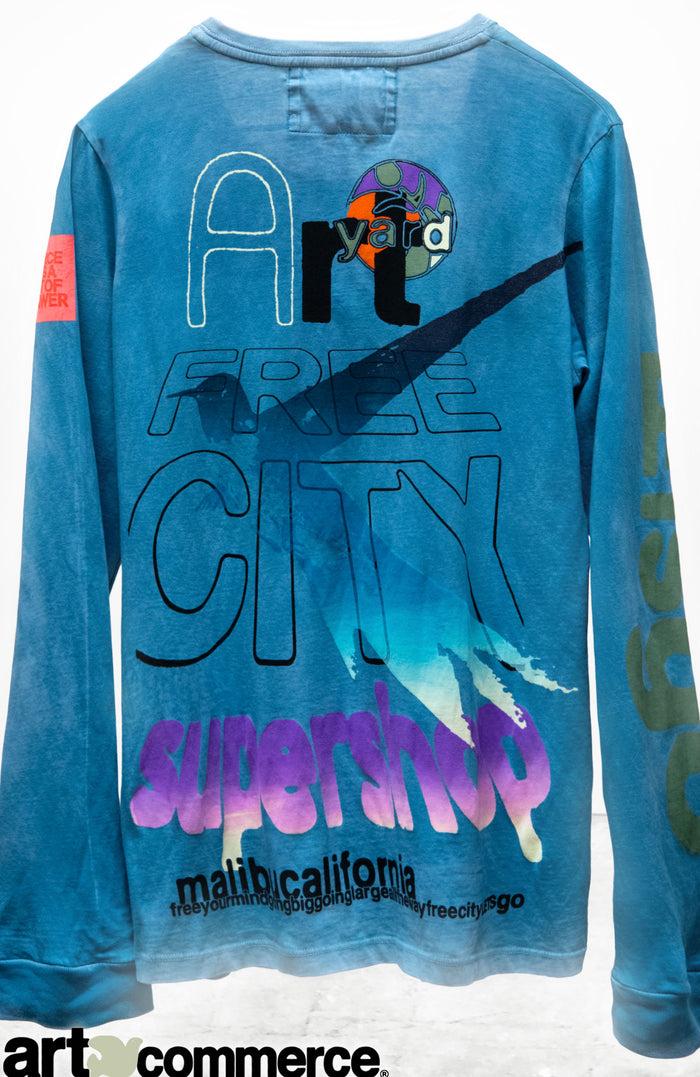 Freecity RTU CIRCA'2005 FREECITY SUPERSHOP ARTYARD MALIBU HOMAGE SUPERVINTAGE HOME/STUD POCKET T - BLUECARDUST POWDER