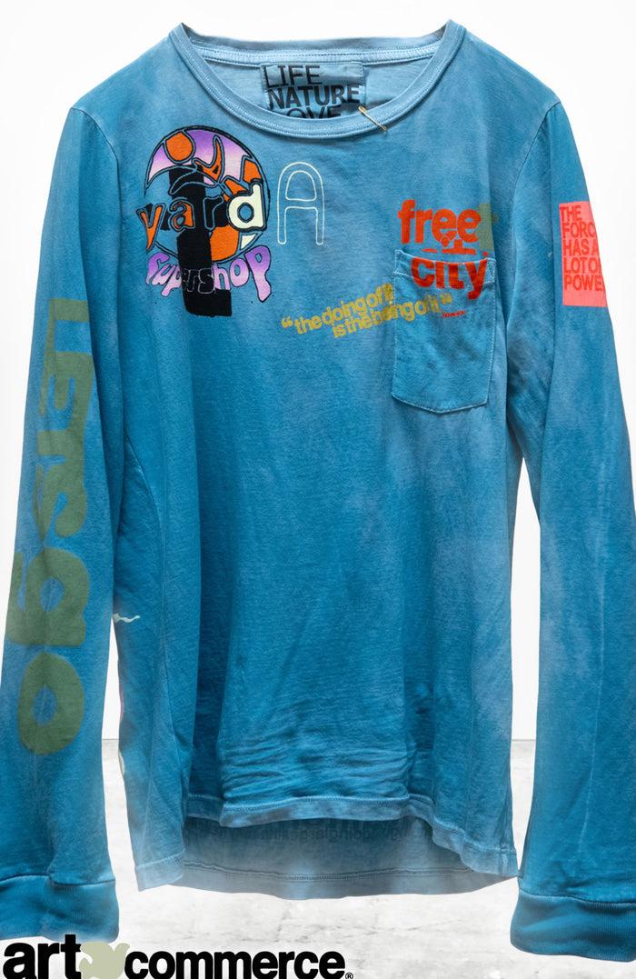 Freecity RTU CIRCA'2005 FREECITY SUPERSHOP ARTYARD MALIBU HOMAGE SUPERVINTAGE HOME/STUD POCKET T - BLUECARDUST POWDER