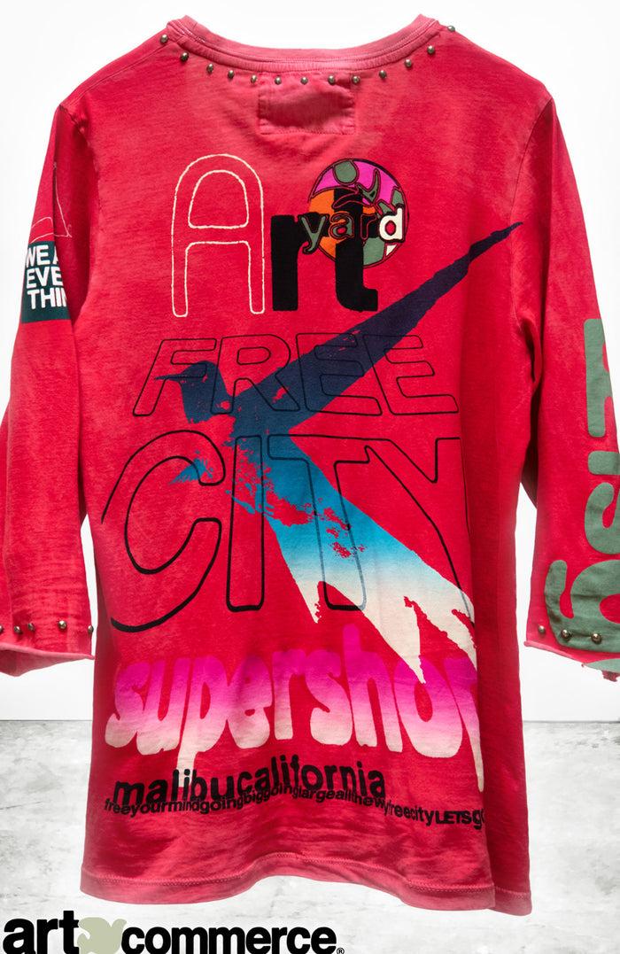 Freecity RTU CIRCA'2005 FREECITY SUPERSHOP ARTYARD MALIBU HOMAGE HOMECUT/STUD SUPERVINTAGE T - Hotred Powder