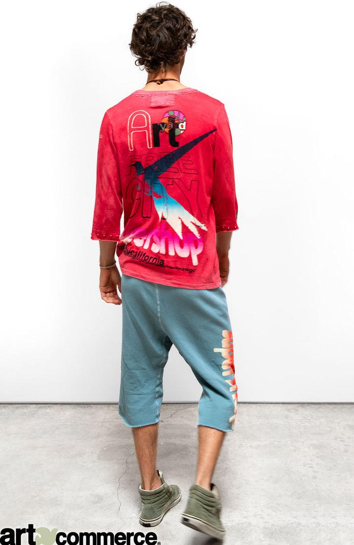 freecity RTU CIRCA'2005 FREECITY SUPERSHOP ARTYARD MALIBU HOMAGE HOMECUT/STUD SUPERVINTAGE T - hotred powder