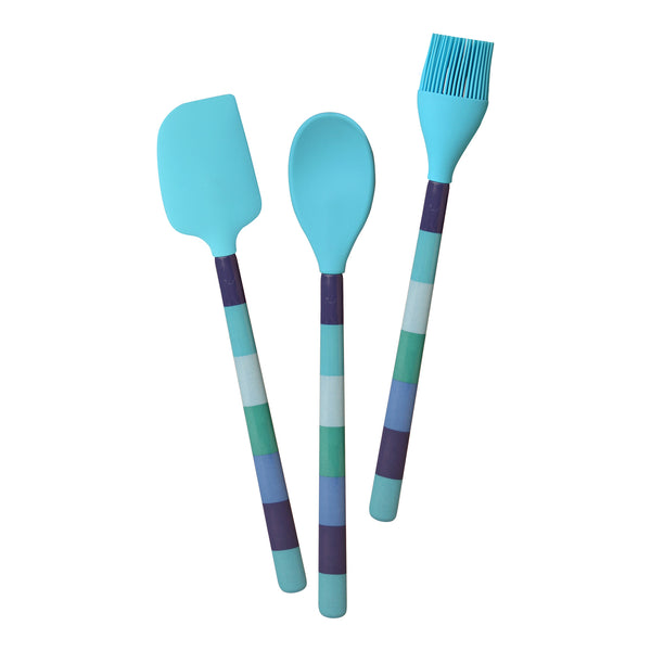 french bull Blue Ocean Stripe Silicone Utensil Set Silicone Utensil Set