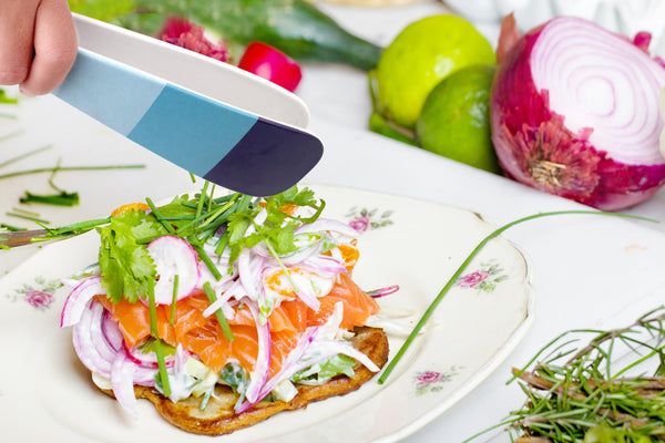 French Bull Blue Ocean Stripe Tongs Silicone Tongs